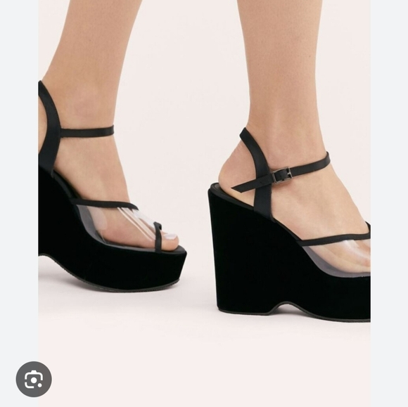 Free people velvet platform clear wedge sandal - Picture 2 of 12